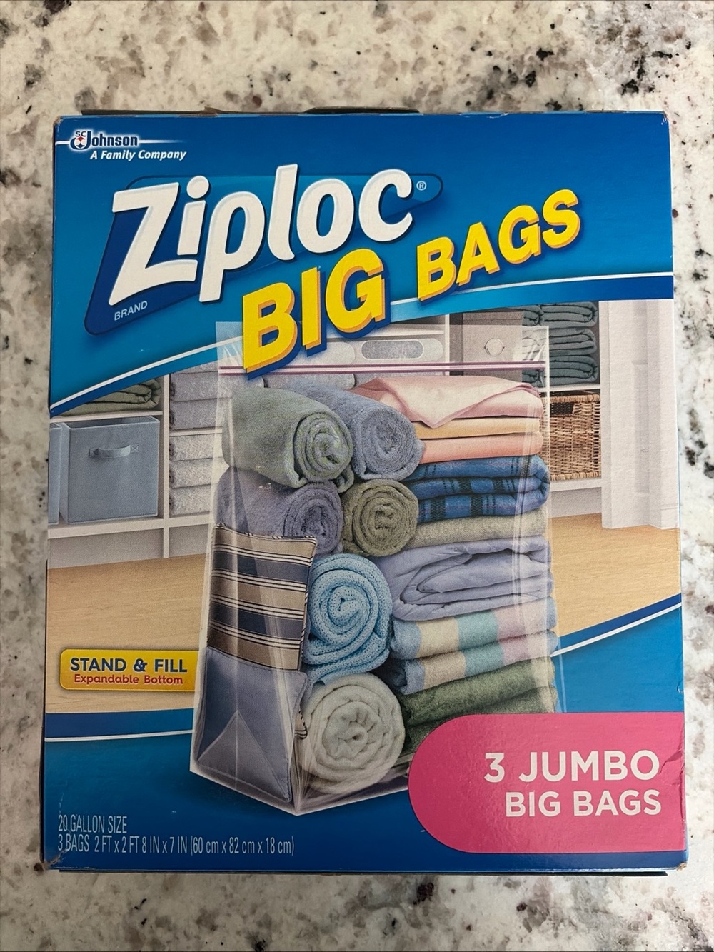 Ziploc Big Bags Jumbo 20 Gallon Size (3 Count Pack) Storage Tote Bag